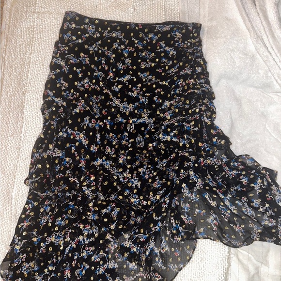 Veronica Beard Black Printed Asymmetrical Midi Skirt - Picture 4 of 5